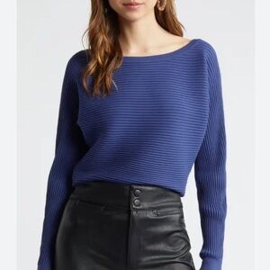Vince Navy 100% Cotton Sweater / Cropped dolman boxy sweater